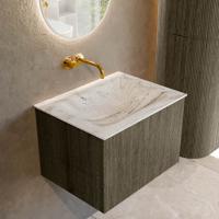 Badmeubel Mondiaz Kurve-Dlux | 60 cm cm | Meubelkleur Shadow | Wastafelkleur Glace | Solid surface | Wasbak midden spoelbak | Zonder kraangat(en)