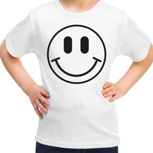 Verkleed T-shirt voor meisjes - Smile Emoticon - wit - carnaval - feestkleding voor kinderen