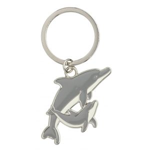 Metalen dolfijn sleutelhangers 5 cm