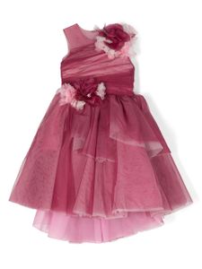 MARCHESA KIDS COUTURE robe froncée à fleurs appliquées - Rose