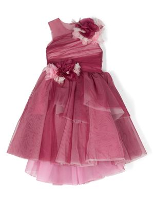 MARCHESA KIDS COUTURE robe froncée à fleurs appliquées - Rose