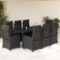9-delige Tuinset poly rattan zwart