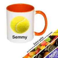Tennis mok met naam (oranje)
