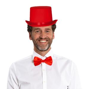 Carnaval verkleedset hoed en strik - rood - volwassenen/unisex - feestkleding accessoires