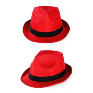 Party feest gleufhoedje - rood - verkleed trilby hoed - kleuren/maffia/gangster thema feest