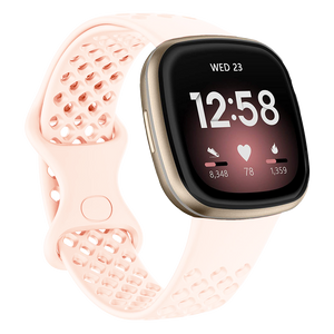 Bandje geschikt voor Fitbit Sense - Maat L - Polsband - Horlogebandje - Siliconen - Lichtroze