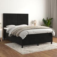 Boxspring met matras fluweel zwart 140x200 cm