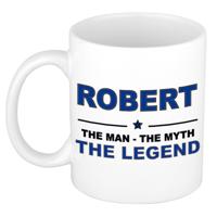 Robert cadeau mok - man myth legend - naam koffiemok / beker - wit en blauw - 300 ml