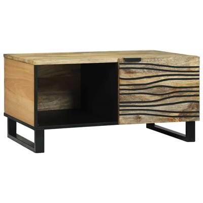 Salontafels met plank Geometrisch met opslag met de deur Bruin 80 x 50 x 40 cm massief mangohout