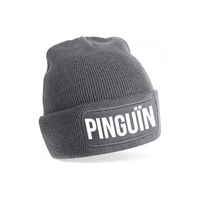 Pinguin muts unisex one size - grijs One size  -