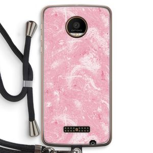 Abstract Painting Pink: Motorola Moto Z Force Transparant Hoesje met koord
