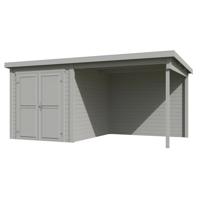 Blokhut met overkapping Finn 450x250 Platinum Grey - Outdoor life