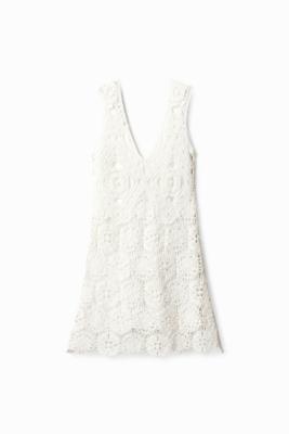 Korte gehaakte jurk - WHITE - L