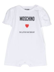 Moschino Kids barboteuse en coton à logo imprimé - Blanc