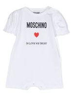 Moschino Kids barboteuse en coton à logo imprimé - Blanc