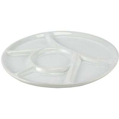 Vakjesbord - wit - 23 cm - 6 vakjes - fondue/gourmet/bbq bord - vakjesborden