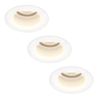Set van 3 Mari LED inbouwspots verzonken - 5 Watt 400 lumen - 4000K neutraal wit - GU10 - Dimbaar - Rond - IP65 waterdicht - Wit - Anti-glare