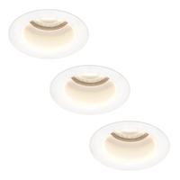 Set van 3 Mari LED inbouwspots verzonken - 5 Watt 400 lumen - 4000K neutraal wit - GU10 - Dimbaar - Rond - IP65 waterdicht - Wit - Anti-glare