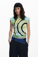T-shirt met korte mouwen en cirkels - GREEN - L