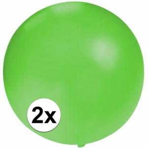 Grote ballonnen 60 cm - 2x - groen - Feestartikelen/versiering - verjaardag