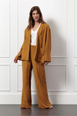 Grace linen look trousers - honey - 12892