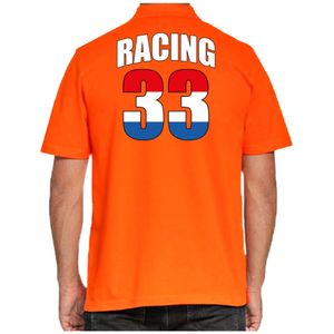 Grote maten racing 33 supporter / race fan poloshirt oranje voor heren