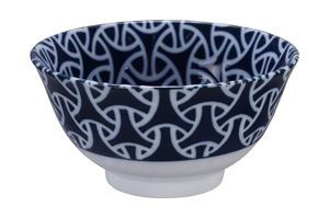 Keramische Kom - Mixed Bowls - Donkerblauw/Wit Patroon - 350ml - 13x7cm