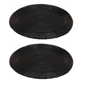 2x stuks placemats/onderleggers zwart rond D35 cm