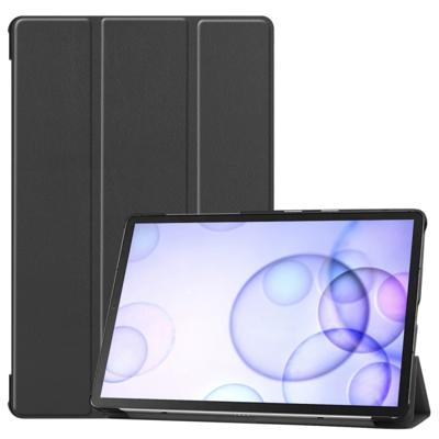 Custer textuur horizontale Flip lederen draagtas met drie-opvouwbare houder & slaap/Wake-up functie voor Galaxy tab S6 (zwart)
