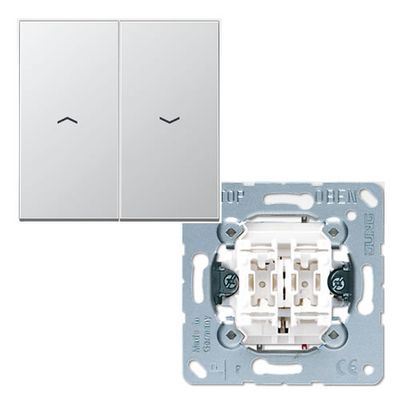 Jung LS990 Aluminium jaloezieschakelaar met drukknop
