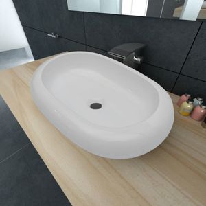 VidaXL Luxe keramische wasbak ovaal 63 x 42 cm (wit)