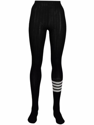 Thom Browne collants ajourés à détail 4 bandes signature - Noir