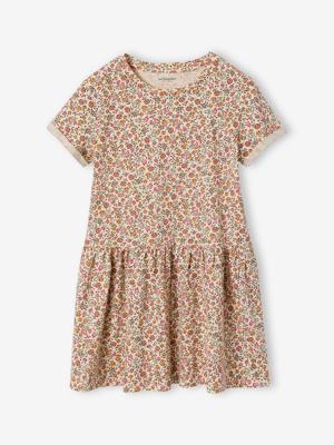 Meisjesjurk met print beige, bedrukt Meisjesjurk met print beige, bedrukt