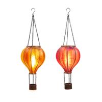Solar luchtballon lantaarn set - oranje - hangend - 20 led - 14 x 45 cm