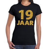 19 jaar goud glitter verjaardag kado shirt zwart voor dames - thumbnail