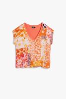 Bedrukt T-shirt met korte mouwen - ORANGE - L