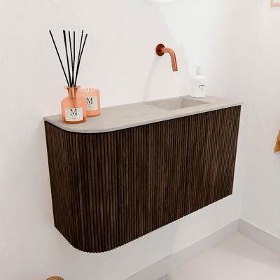 Toiletmeubel Mondiaz Joya Dlux | 71.6 cm | Meubelkleur Walnut | Faye wastafel Opalo Wasbak Rechts | Zonder kraangat(en)