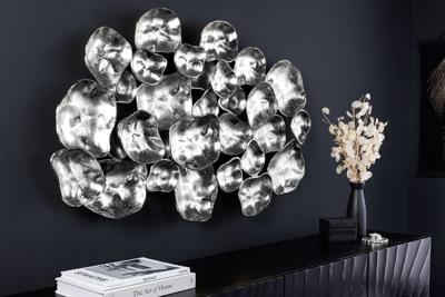 Moderne wanddecoratie VARIATION 105cm zilver metaal handgemaakt - 43822