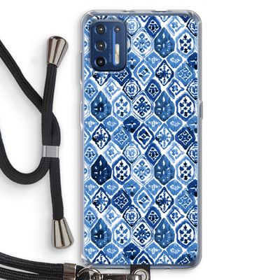 Blauw motief: Motorola Moto G9 Plus Transparant Hoesje met koord