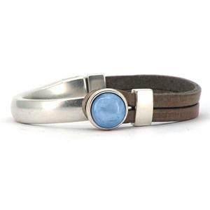 Qoss Taupe Armband Gwen Hemelsblauwe Bol - Maat M