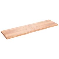 Wandschap 220x60x6 cm behandeld massief eikenhout lichtbruin