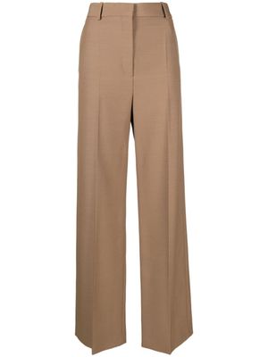 Stella McCartney pantalon en laine à coupe droite - Marron