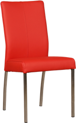 Felrode leren moderne eetkamerstoel Comfort - poot vierkant rvs - Toledo Leer Ferrari (felrood leer)