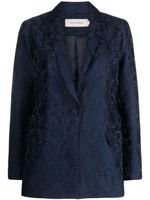 Silvia Tcherassi blazer en jacquard Cuneo à simple boutonnage - Bleu - thumbnail