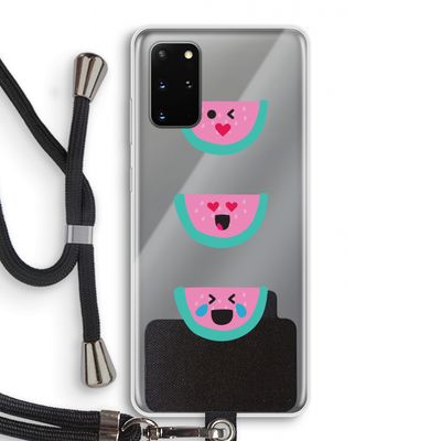 Smiley watermeloen: Samsung Galaxy S20 Plus Transparant Hoesje met koord