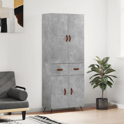 Hoge kast 69,5x34x180 cm bewerkt hout betongrijs