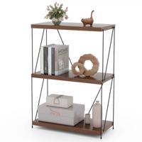 Multifunctionele Plank met 3 Niveaus Vrijstaande Boekenkast met Metalen Frame Opbergplank in Industriële Stijl voor Thuis Kantoor