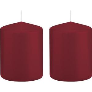 Cilinderkaars/stompkaars - 2x - bordeauxrood - 6 x 8 cm - 29 branduren