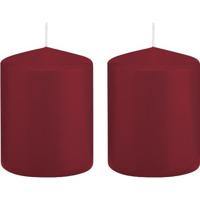 Cilinderkaars/stompkaars - 2x - bordeauxrood - 6 x 8 cm - 29 branduren