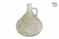 Vaas Jarron met oor antique marble gold glas 18x17,5cm